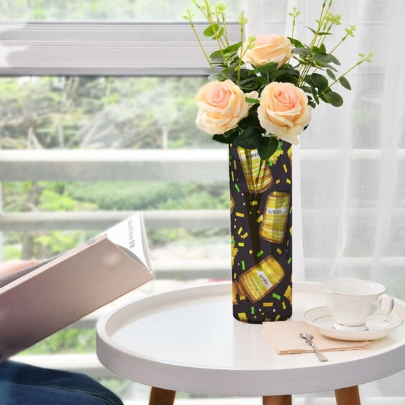 Wine Bottles Pattern Plastic Vase 11.8'' x 3.9'' Transparent Non Breakable Decorative for Family