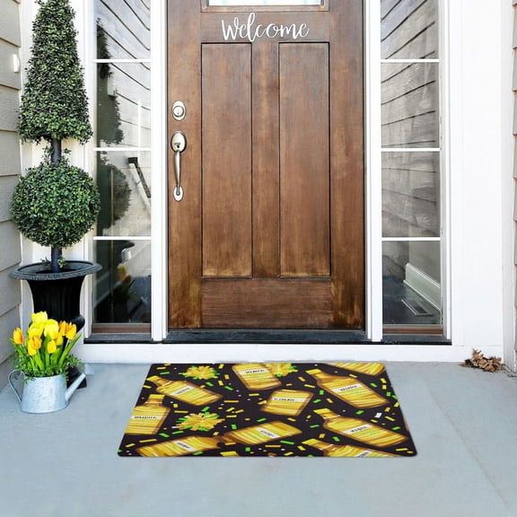 Wine Bottles Pattern Outdoor Doormats NonSlip Bath Rugs Absorbent Muddy Dirt Resist Door Mats 32''x20''