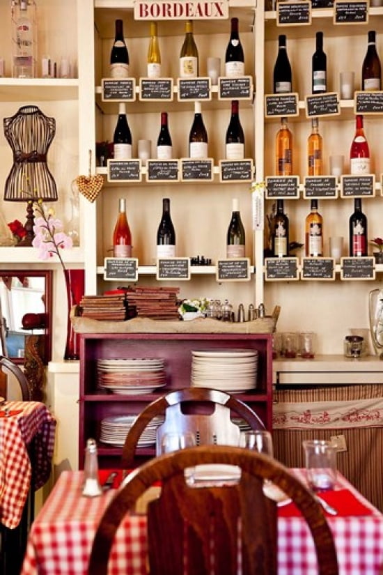 Wine Bottles in Cafe Canvas Art - Brian Jannsen DanitaDelimont (18 x 27)