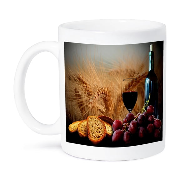 3dRose, Wine Bread Grapes, 15oz Mug