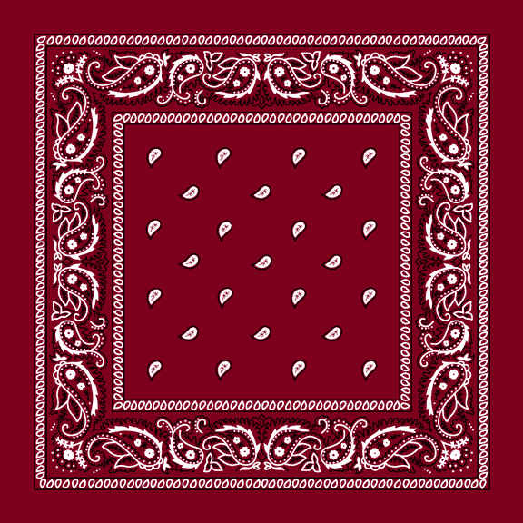 Wine (Burgundy) Paisley Bandana - Single Piece 22x22