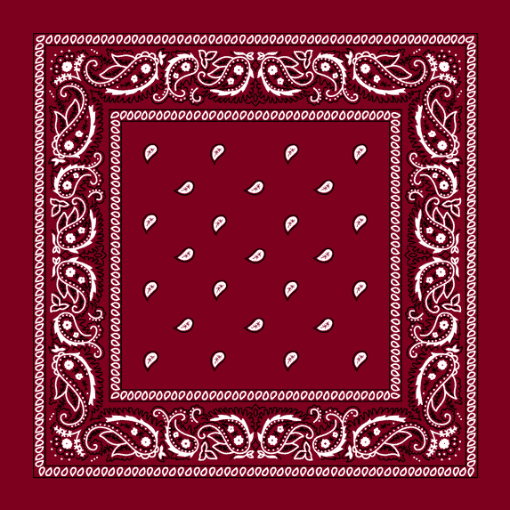 Wine (Burgundy) Paisley Bandanas - Dozen Packed 22x22