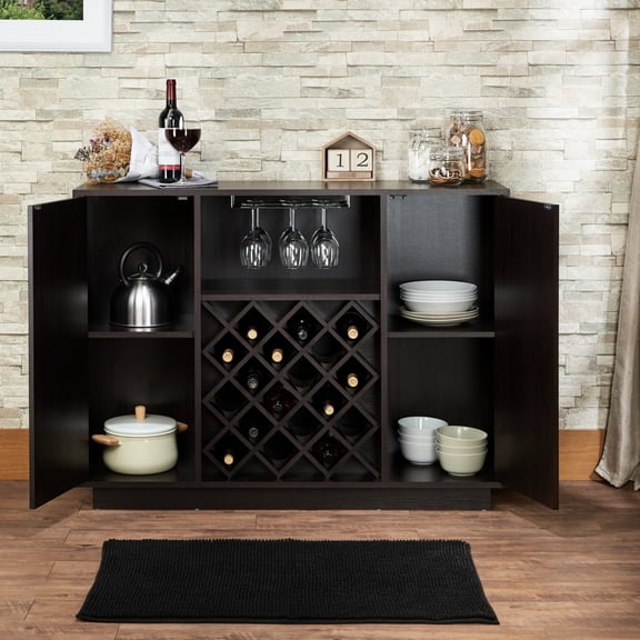 Wine Cabinet In For 18 Collection - Cup Holder, Synthetic Material, Modern Shape 18 Bottles Wood, Fashionable Design