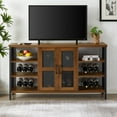 thumbnail image 1 of Wine Cabinet for for Liquor and Glasses, Rustic Wood Liquor Cabinet with Storage, Coffee Bar Cabinet with Wine Rack, Multifunctional Floor Buffet Cabinet for Living room, Brown Oak, 1 of 7