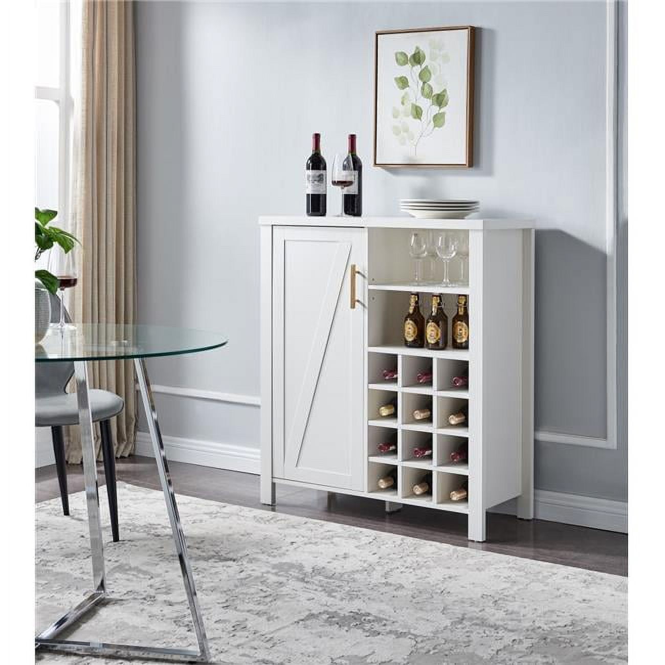 White Wood 36'' Farmhouse Wine Bar Cabinet