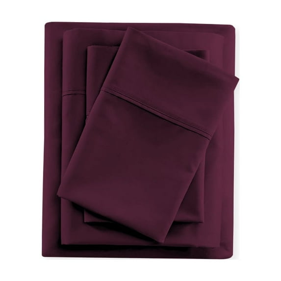 Wine California King Size Sheet Set Soft Brushed Bed Sheets Microfiber Hotel Luxury Set of 4 Pieces – Flat Sheet Fitted Sheet 2 Pillowcases 15 " Deep Pocket Fade Wrinkle Stain Resistant Bedding