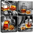 thumbnail image 1 of Wine Canvas Wall Art for Dining Room Decor Contemporary Black and Grey Wine Glass Pictures Painting Framed Artwork Kitchen Bar Room Men Cave Wall Decor 4 Panels Set 16x16, 1 of 6