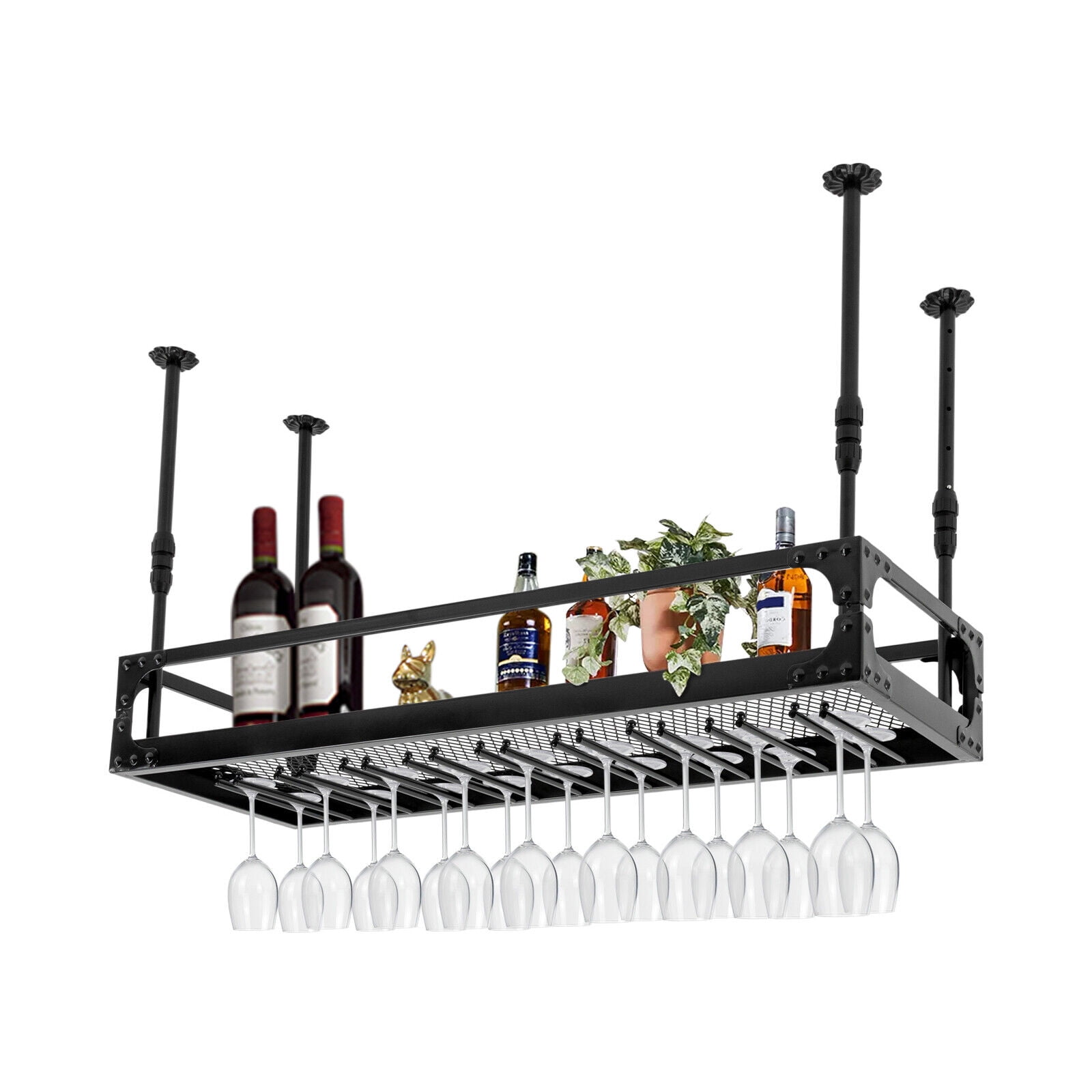 Wine Ceiling Rack, Hanging Bar Glass Rack&Hanging Bottle Holder ...