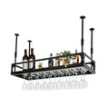 thumbnail image 1 of Wine Ceiling Rack, Hanging Bar Glass Rack&Hanging Bottle Holder Adjustable Shelf （39.37in，Black）, 1 of 6