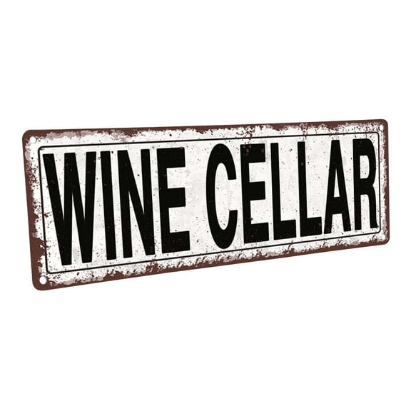 Wine Cellar 4"x12" Metal Sign, Wall Décor for Mancave, Den, and Gameroom