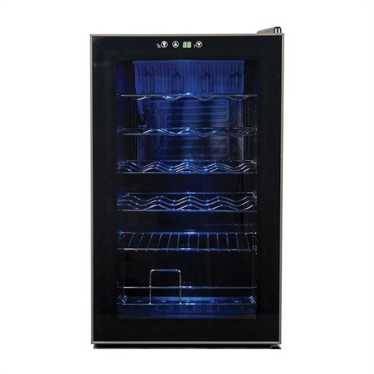 Black Stainless Steel Freestanding Wine Cooler with LED Lighting