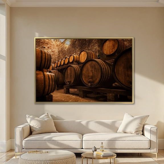 Wine Cellar Wall Art Oak Barrel Aging Poster Vineyard Storage Decor Winemaking Craftsmanship Poster Wooden Casks Posters Ready To Hang, Unframed Poster Size 8x12