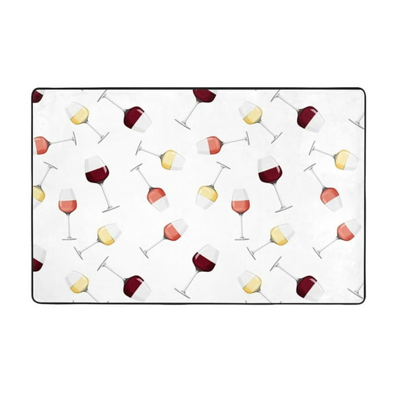 Wine Champagne Glasses Print Indoor Door Mat, Bedroom Rug & Carpets Entryway Rug Front Door Welcome Mat, Non-Slip Long Bathroom Rugs Runner, Washable Kitchen Mats for Floor