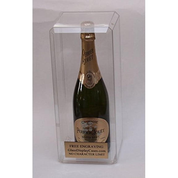 Wine - Champagne - Liquor Bottle Personalized Engraved Acrylic Display Case - Beveled Edges