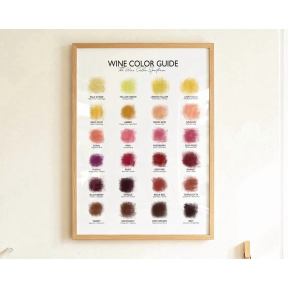 Wine Color Guide Poster, Unframed Paper Poster 8x10in