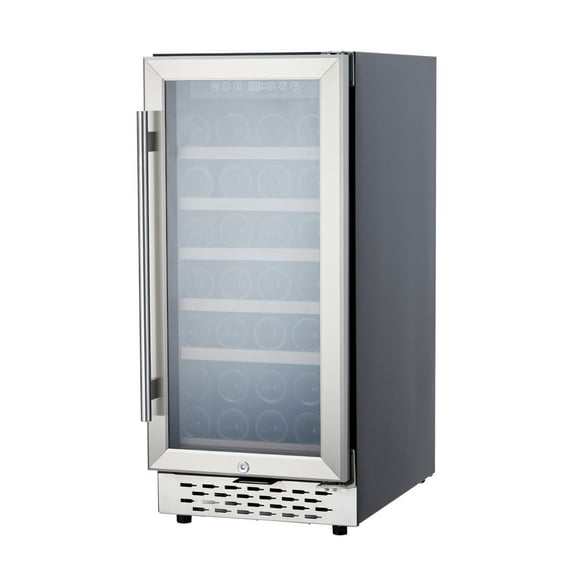 Wine Cooler Refrigerator, 28 Bottles Wine Fridge with 40-65℉ Digital Temperature Control Refrigerator Glass Door, Freestanding Wine Cellar Refrigerator for Red, White, Champagne Wine