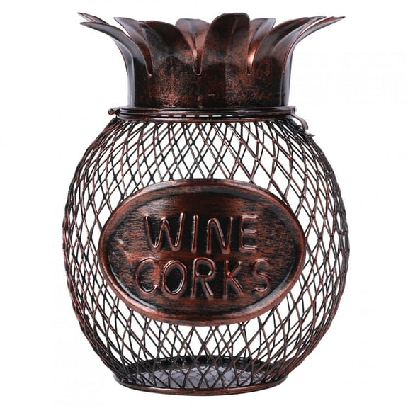 Wine Cork Container Wine Stopper Holder,Household Fruit Shaped Black Wine Cork Storage with Wooden Bottom Cork Collector Cage Wine Lover Gift Kitchen Xmas Decor (Bronze Black)