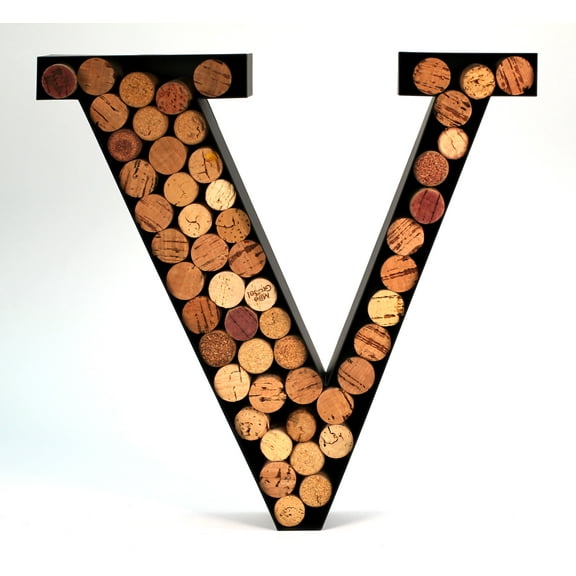 Wine Cork Holder Makes for Great Wine Accessories Perfect Monogrammed Gifts for Women to Store Wine Corks. Wine Decor or Wine Cork Holder Decor Will Brighten Up Kitchen! (Letter V)