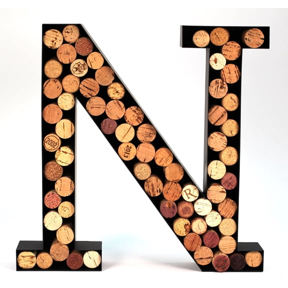 Wine Cork Holder Makes for Great Wine Accessories Perfect Monogrammed Gifts for Women to Store Wine Corks. Wine Decor or Wine Cork Holder Decor Will Brighten Up Kitchen! (Letter N)