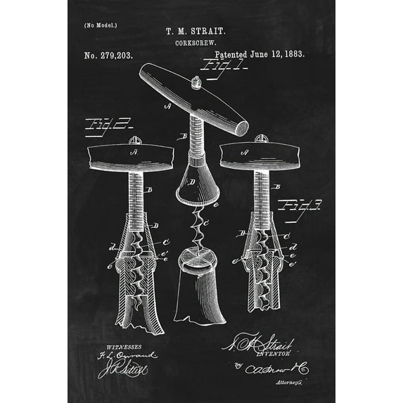 Wine Corkscrew Invention Patent Art Poster Print