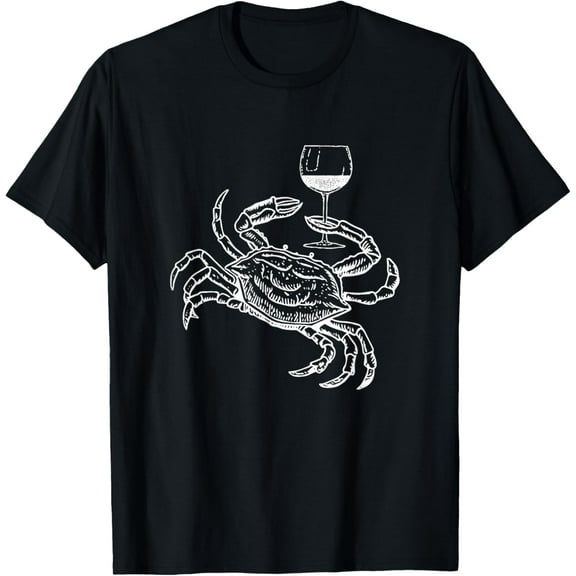 Wine Crab Ocean Lovers Shirt Funny Drinking Vacation Tee T-Shirt