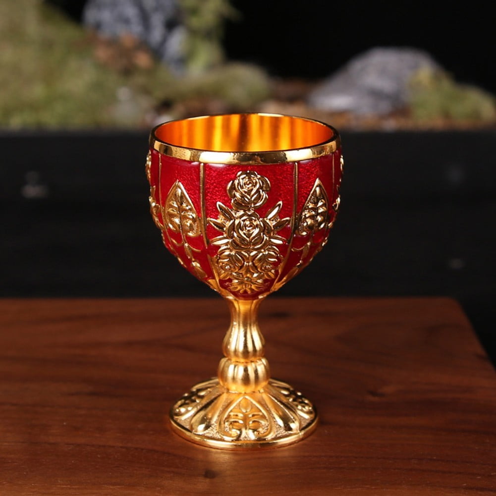 Wine Cup Chalice Aluminum Alloy Fake Antique Retro Carved Goblet Vintage  Decor - Walmart.com