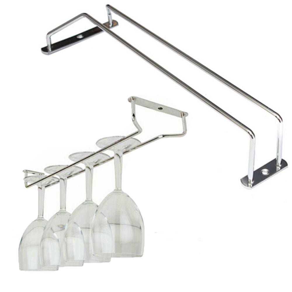REOFLYUP Hanging Glasses Storage Rack Silver Glass Display Wall Goblet ...