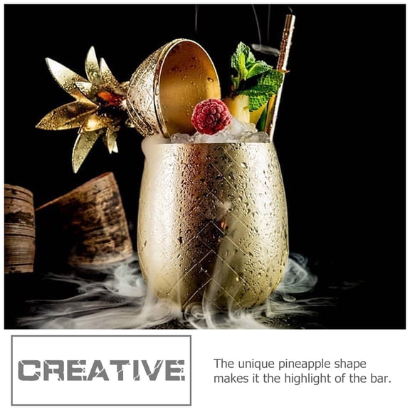 Supvox Golden Pineapple Stainless Steel Cocktail Cup - Durable Party Drinkware for Outdoor and Home Use
