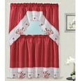 thumbnail image 1 of Wine Cup embroidery Design Kitchen Curtain with Swag and Tier Set 36 inch Burgundy Color, 1 of 4