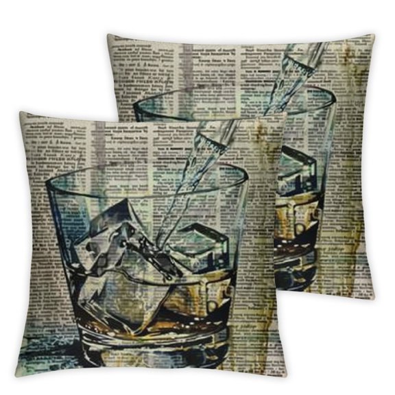 Wine and Cups Art Vintage Throw Pillow Case, Home Bar Area Decor, Wine Glass Lover Gifts, Dinning Room Pillow, Dining Area Decor, Vintage Cushion Cover for Sofa Couch Bed