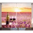 thumbnail image 1 of Ambesonne Wine Curtains 2 Panel Set, Blooming Lavender Picnic, 108" x 108", Lavender Yellow Green, 1 of 3
