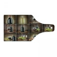 thumbnail image 1 of Wine Cutting Board, Drink Themed Collage on Wooden Backdrop Grapes and Meat Rustic Country Theme, Decorative Tempered Glass Cutting and Serving Board, Wine Bottle Shape, Brown Black Red, by Ambesonne, 1 of 1