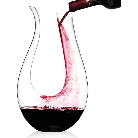 Wine Decanter, 100% Hand Blown Lead-free Crystal Glass Wine Carafe U Shape Wine Aerator$$Home Decor, Kitchen, & Other