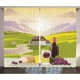 thumbnail image 1 of Ambesonne Winery Curtains 2 Panel Set, French Countryside Scene, 108" x 84", Green Purple Cream, 1 of 3