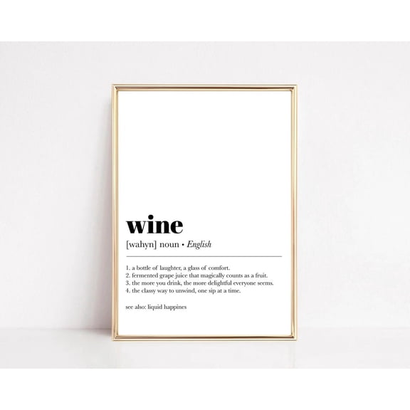 Wine Definition Art Modern Bar Cart Decor, Unframed Paper Poster 8x10in