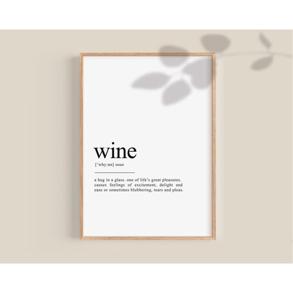 Wine Definition Bar Sign Wall Art, Unframed Paper Print Size 8x12