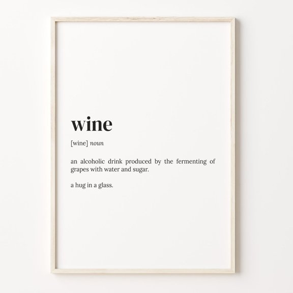 Wine Definition Dictionary Wall Decor, Unframed Canvas