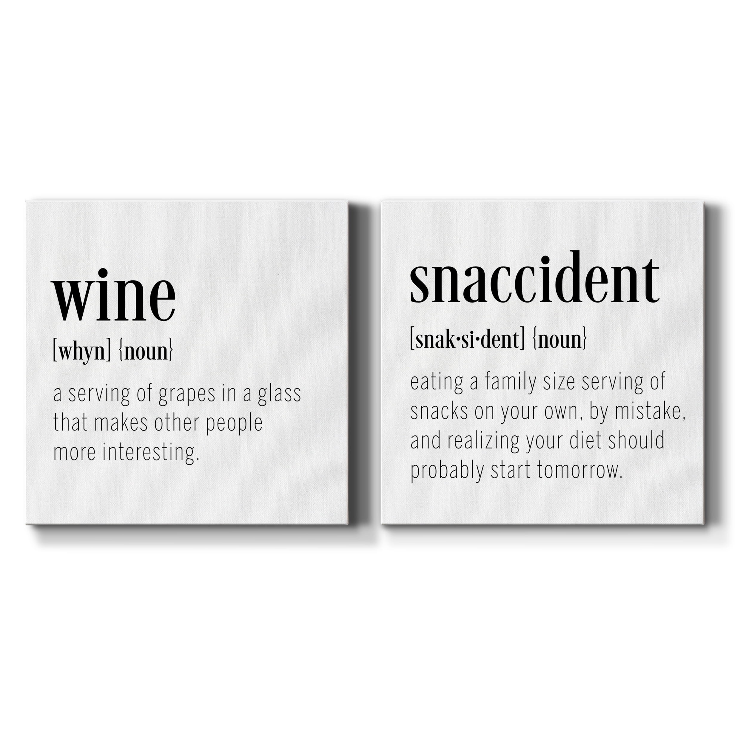Wine Definition - Premium Gallery Wrapped Canvas - Ready to Hang Set of 2 - 10 x 10 Each