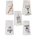 thumbnail image 1 of Wine Design 5 Pcs Cotton Herringbone Pattern Flour Sack Kitchen Towels Size: 16 X 28 Inch., 1 of 7