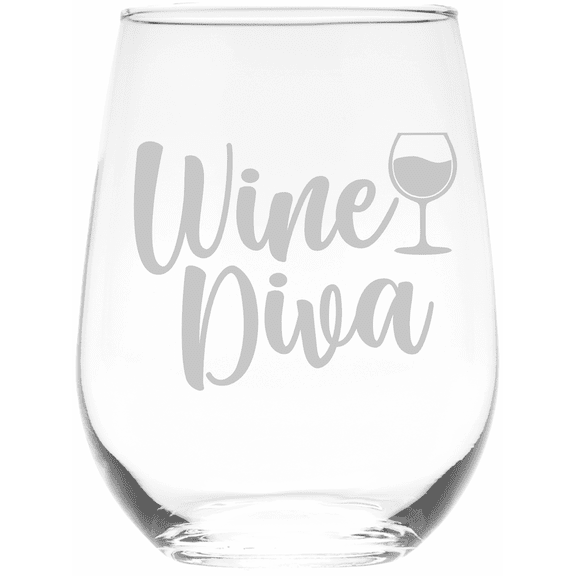 C&M Personal Gifts 17 oz Wine Diva for Women Stemless Wine Glass