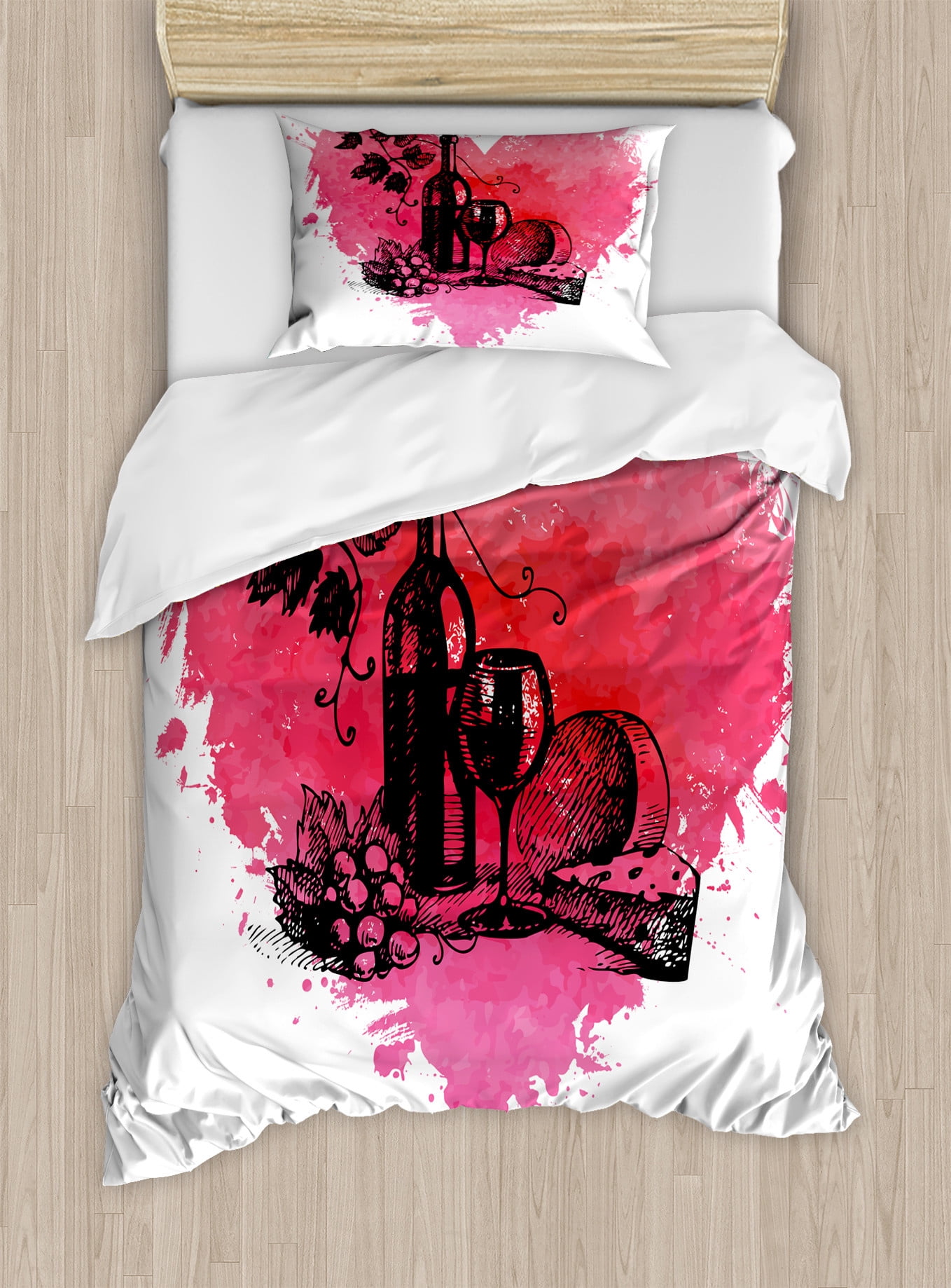 Wine Glass Pattern Print Duvet Cover Bedding Set