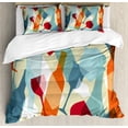 thumbnail image 1 of Wine Duvet Cover Set, Modern Design Colorful Silhouettes of Glasses Bottles Fun Party, Decorative 3 Piece Bedding Set with 2 Pillow Shams, Queen Size, Pale Blue Ruby Orange, by Ambesonne, 1 of 3
