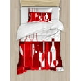 thumbnail image 1 of Wine Duvet Cover Set, Modern Design Party Drink Beverage Product with Abstract Display, Decorative 2 Piece Bedding Set with 1 Pillow Shams, Twin Size, Red Burgundy White, by Ambesonne, 1 of 3