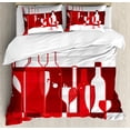 thumbnail image 1 of Wine Duvet Cover Set, Modern Design Party Drink Beverage Product with Abstract Display, Decorative 3 Piece Bedding Set with 2 Pillow Shams, King Size, Red Burgundy White, by Ambesonne, 1 of 3