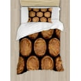 thumbnail image 1 of Wine Duvet Cover Set Twin Size, Wall of Wooden Barrels Wine Stack Storage Gallon Antique Vintage Container Rustic Design, Decorative 2 Piece Bedding Set with 1 Pillow Sham, Brown, by Ambesonne, 1 of 3