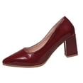 thumbnail image 1 of Wine Female Block Heel Pointed Toe Pumps Low Cut Dress Shoes For Casual Spring Fall Wear Comfortable Fashion Footwear For Daily Use, 1 of 9