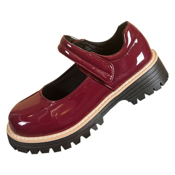 Wine Female Casual Loafers With Frosted Round Toe And Side Zipper Thick Heel Thick Sole Construction Perfect For Comfort And Style In Leisure Activities