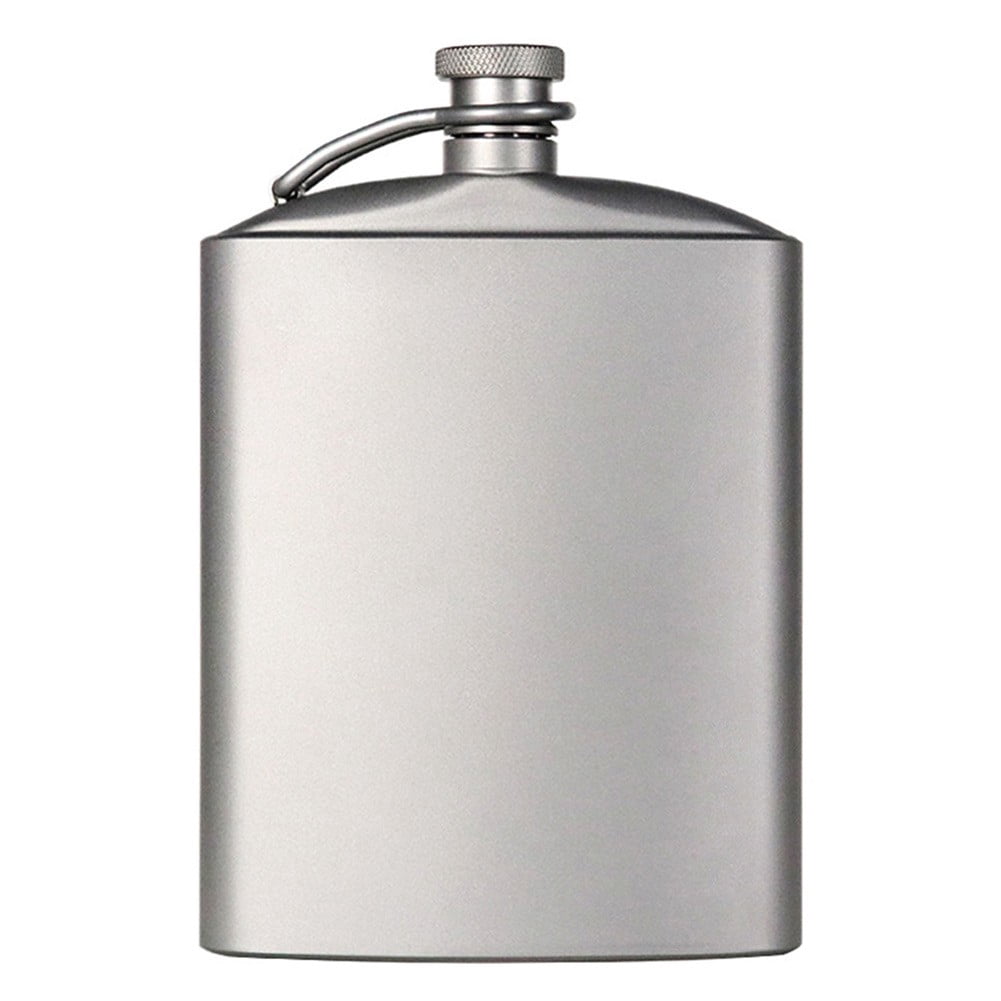 Titanium Hip Flask - 248ml (8.73 Fl Oz) Ultralight, Leakproof Flask With Screw Cap, Clip, Leather Case & Funnel