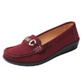 thumbnail image 1 of Wine Flocked Slip On Loafers For Women With Non Slip Bottom Lightweight And Comfortable Ideal For Daily Use And Light Activities, 1 of 6