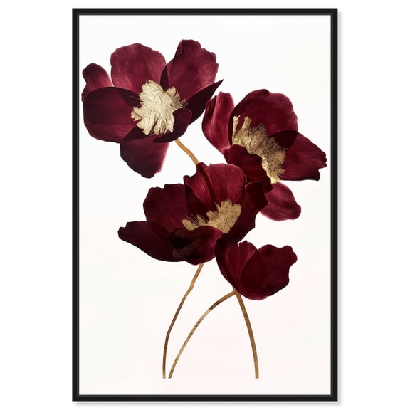 Wine Flowers Floral Fine Wall Art Canvas Wall Art by Art Remedy, Black Floater Frame, 25" x 37"